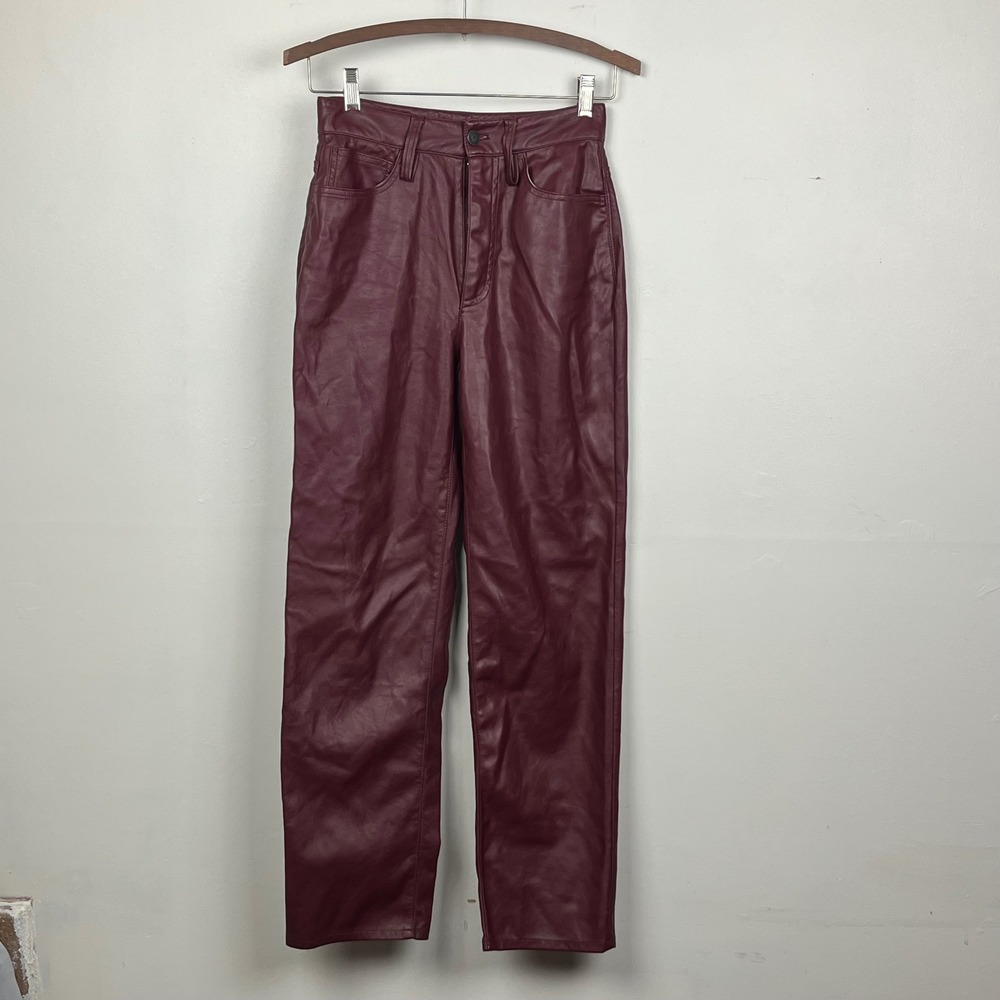 Madewell Perfect Vintage Straight Jean 24 Burgundy Faux Leather Dark Academia